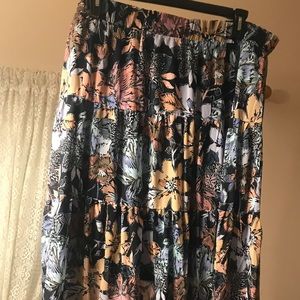 Avon Floral Maxi Skirt - Multicolor with navy background.